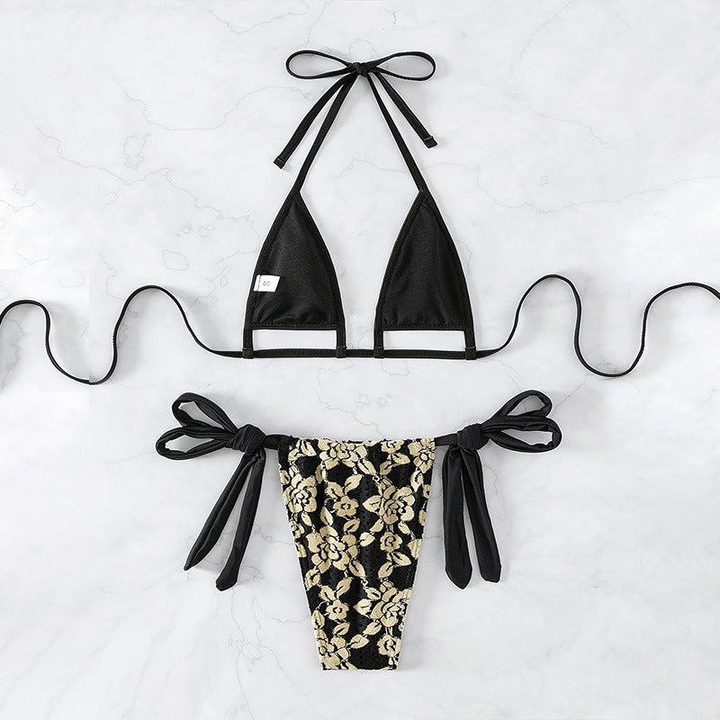 Damer Floral Spids Triangle Bikini Sæt Stilla 1750922749
