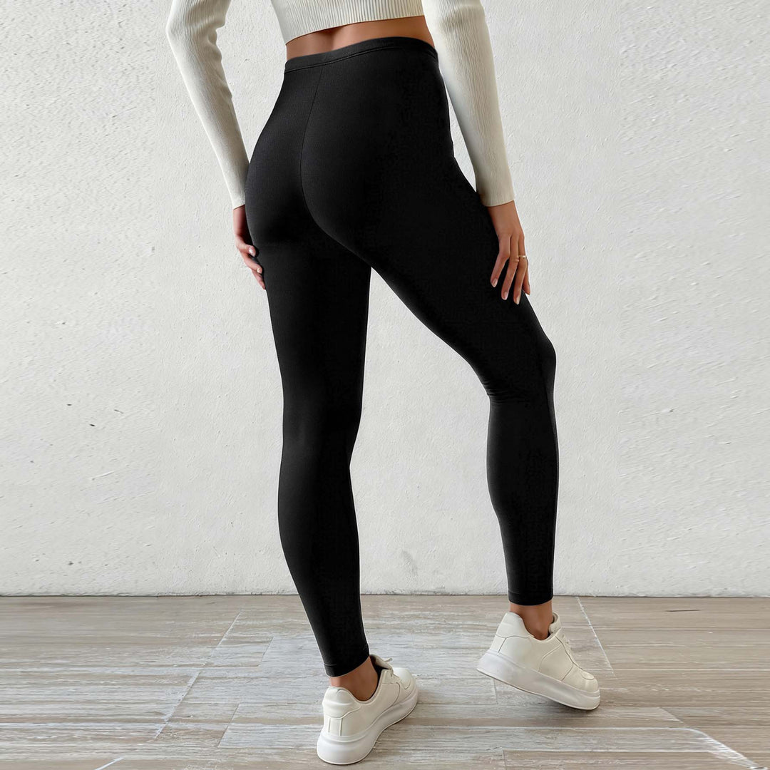 Dame Fleece-fôrede leggings med høj talje og snøresnor Skovae