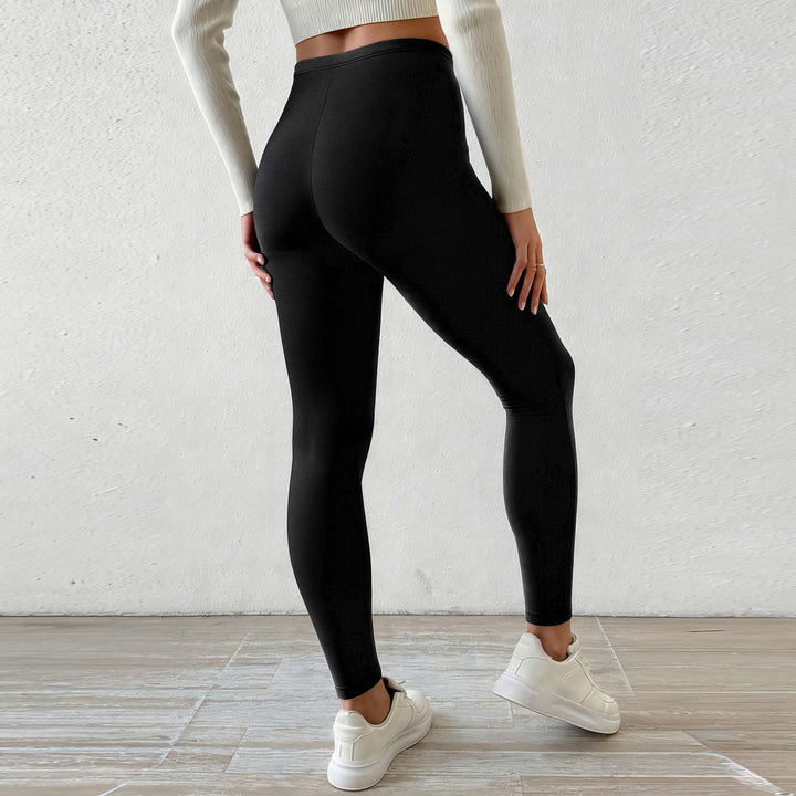 Dame Fleece-fôrede leggings med høj talje og snøresnor Skovae