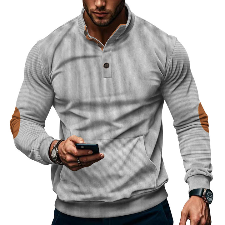 Herrer moderigtigt sweatshirt med knapliste og struktureret design Stilla