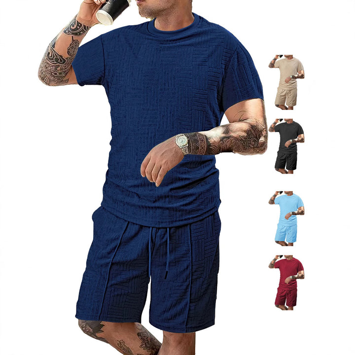 Herrer sportoutfit med åndbart kortærmet shirt og shorts Stilla