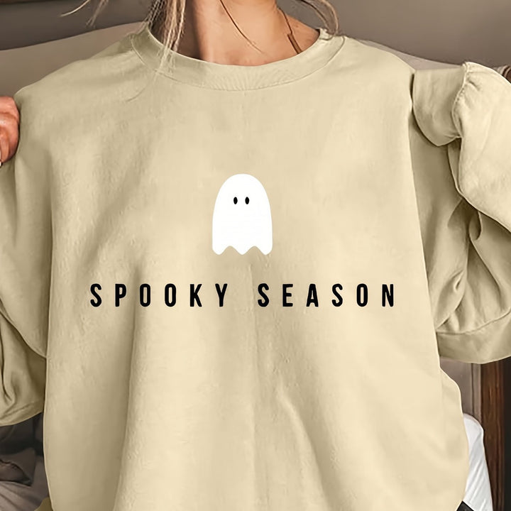 Dame sweatshirt med sjovt spøgelse motiv og bred pasform Stilla