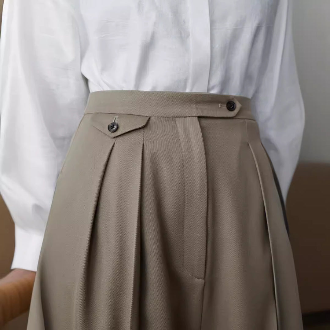 Dame elegante højtaljede bukser med klassiske folder Stilla