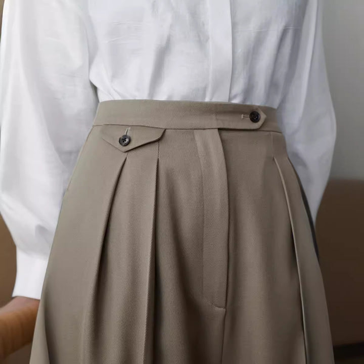 Dame elegante højtaljede bukser med klassiske folder Stilla