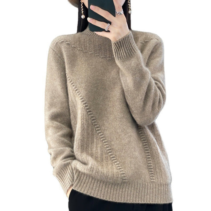 Kvinders strik sweater med struktureret krave og asymmetrisk snit Stilla