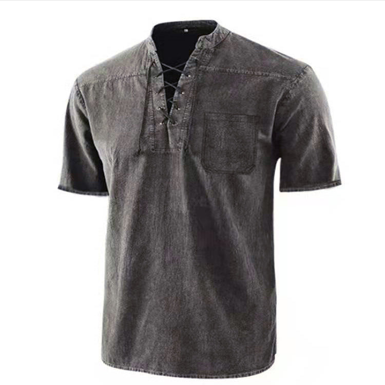 Herrer Casual Kortærmet Pullover med snøring Stilla