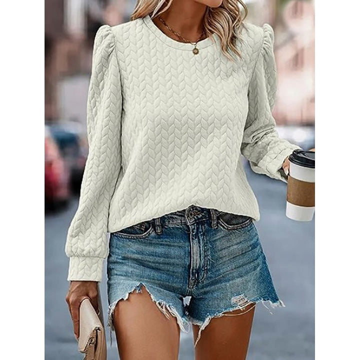 Dame sweater med blødt tekstureret design og puffærmer Stilla