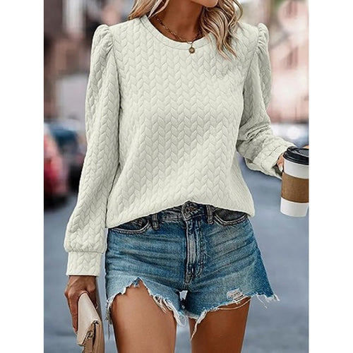 Dame sweater med blødt tekstureret design og puffærmer Stilla