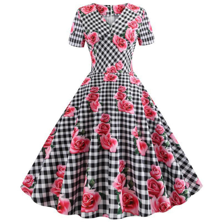 Kvinder Rockabilly Kjole med Blomster Tern Mønster Stilla