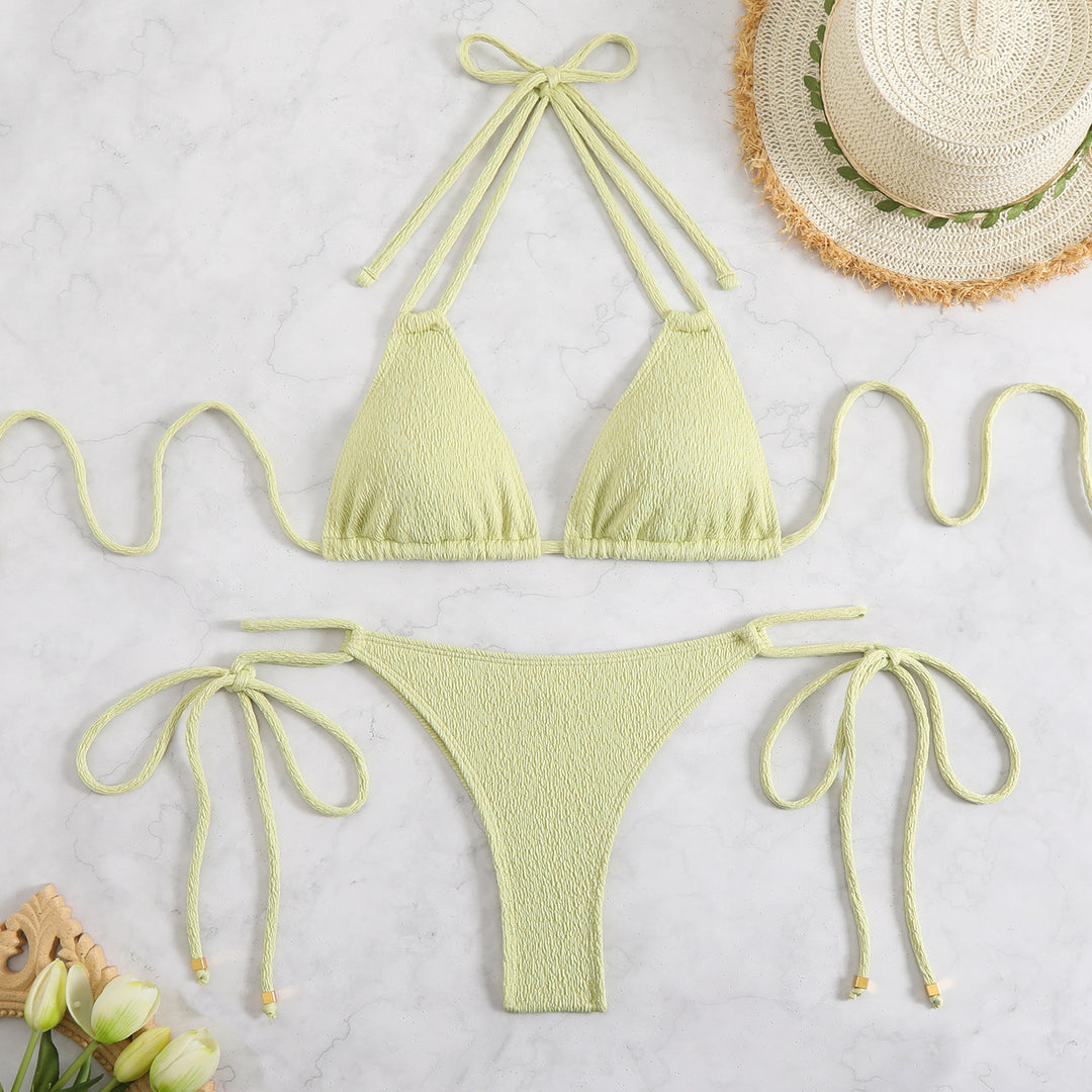 Dame Struktureret Bikini Sæt med Bindebånd Stilla