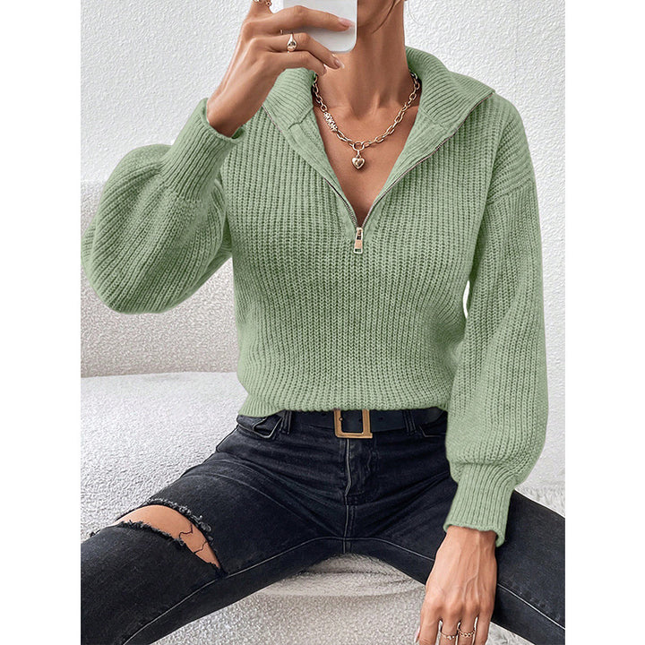 Dame afslappet sweater med iøjnefaldende lynlås Stilla