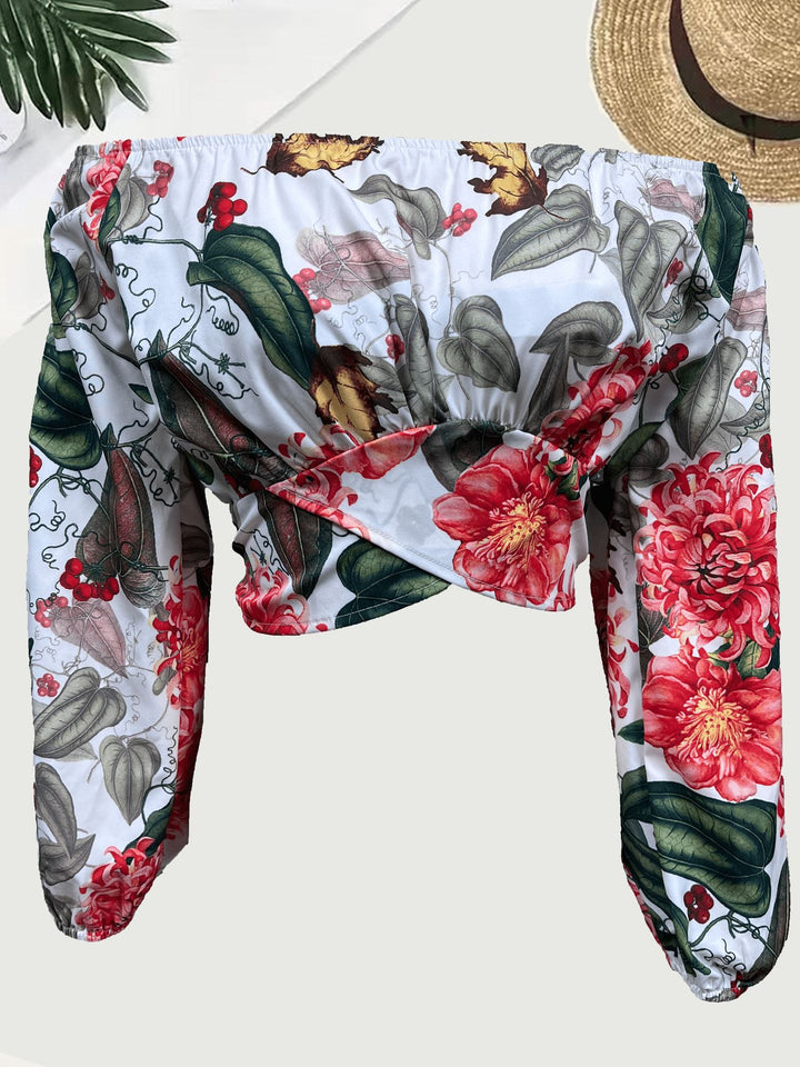 Dame Floral Off-Shoulder Crop Top Stilla