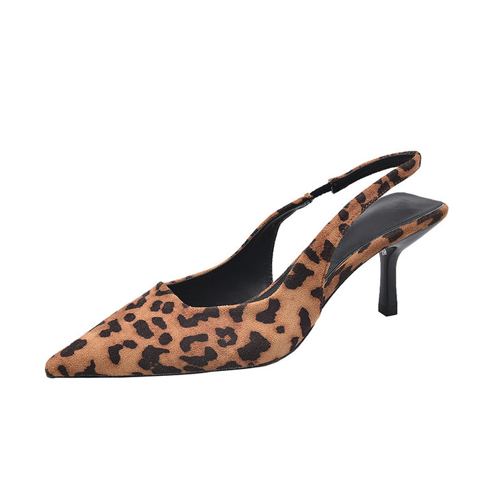 Dame Slingback Pumps med spids tå og dyreprintdesign Stilla