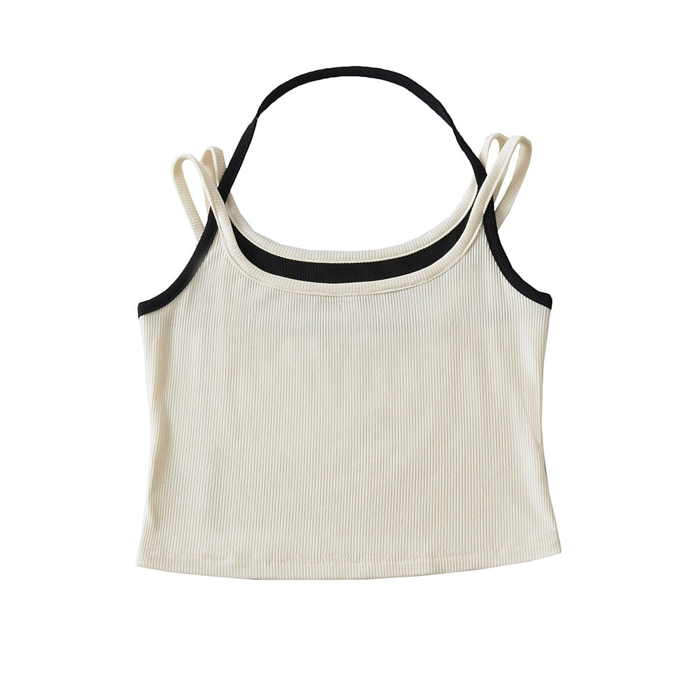 Damer sporty cropped top med raffinerede stropdesigns og elastisk stof Stilla