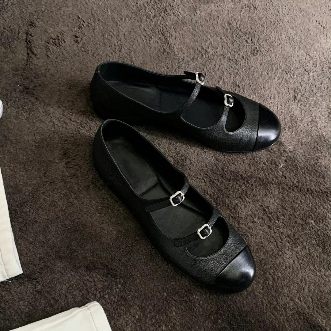 Dame elegante Mary Jane Ballerinas med to stropper og spænde-detajle Stilla