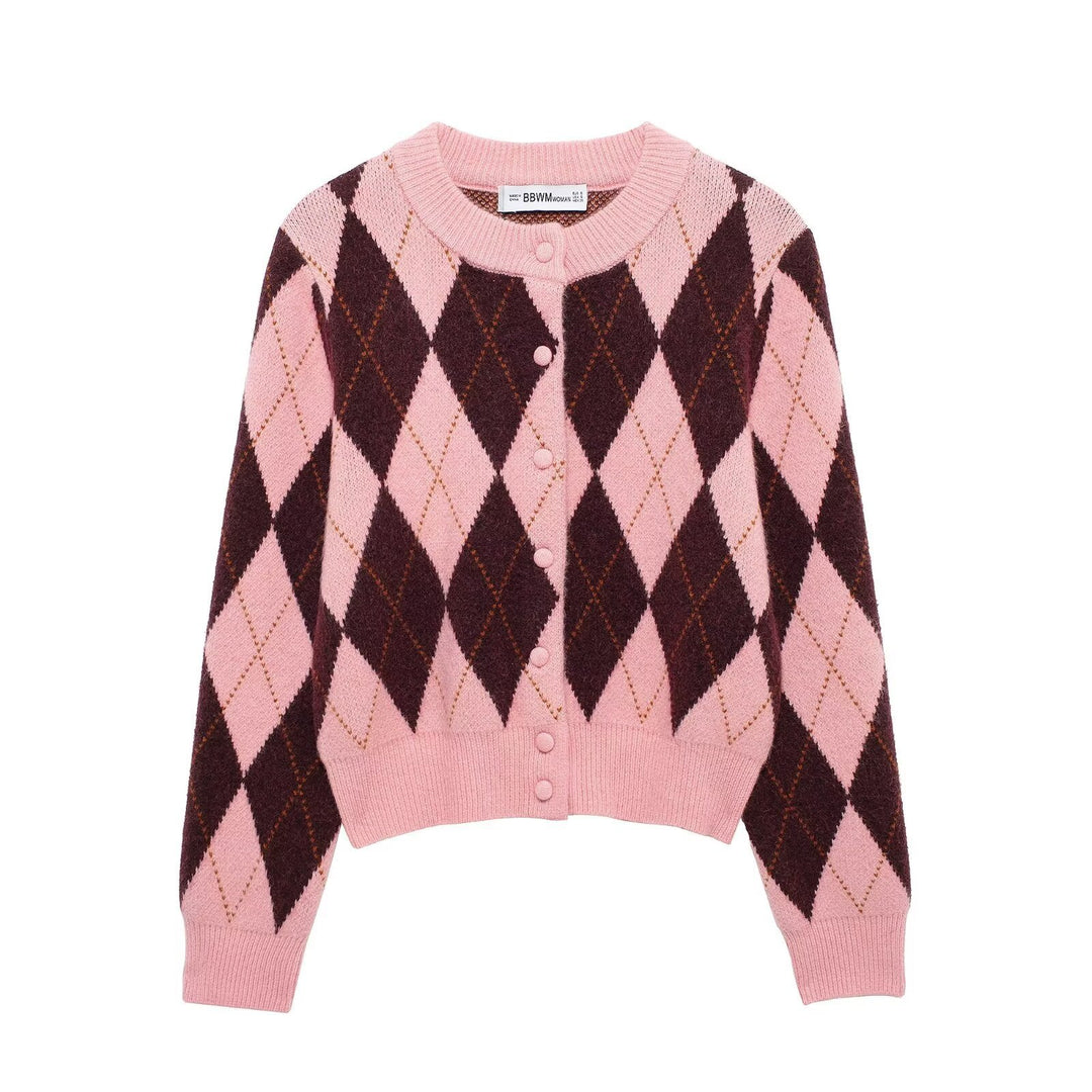 Dame Argyle mønstrede strikcardigan Stilla