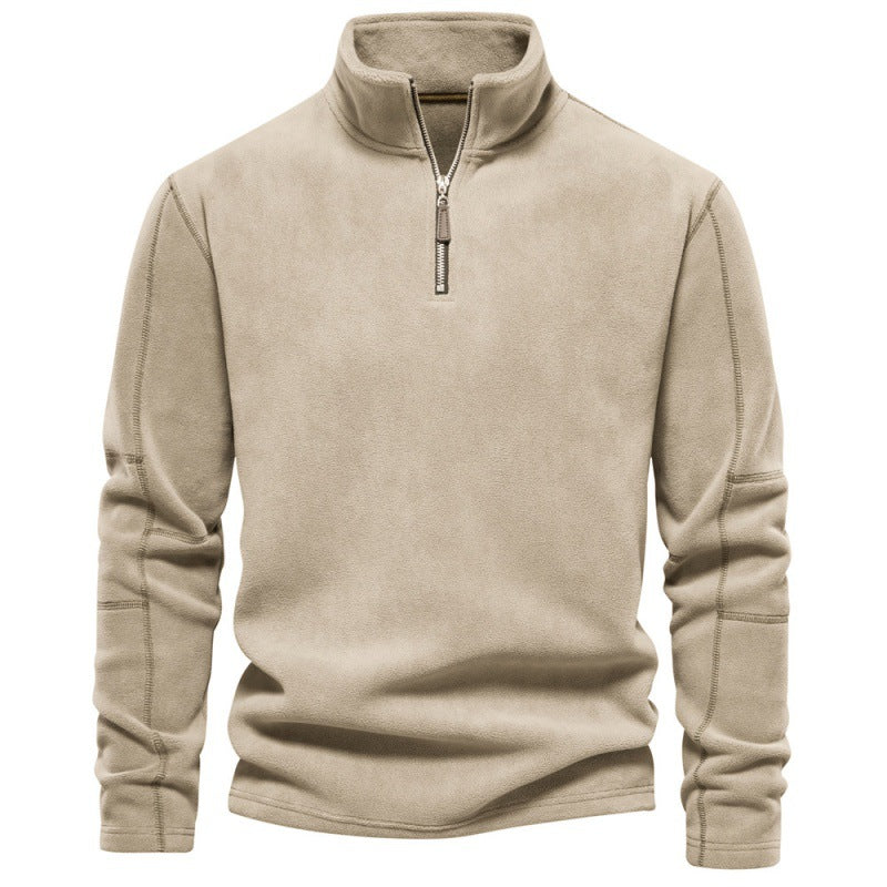 Herrer fleece sweatshirt med høj krave og praktisk lynlås Stilla