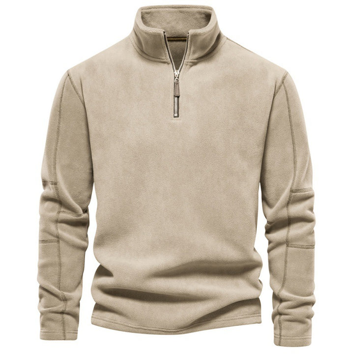 Herrer fleece sweatshirt med høj krave og praktisk lynlås Stilla