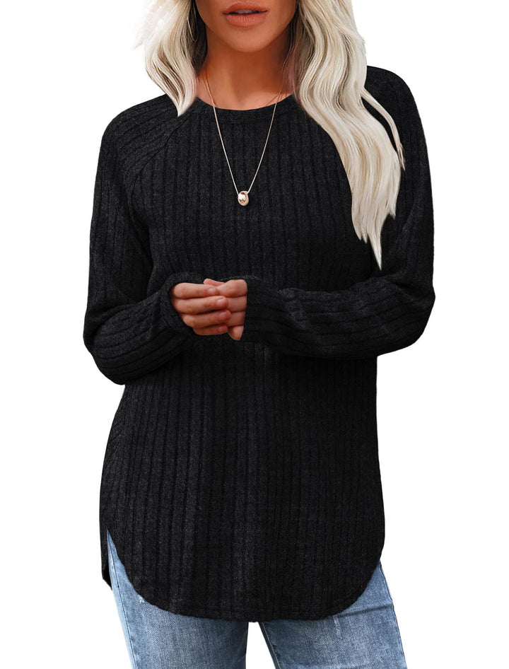 Dame ribstriktop med loose fit og lange ærmer Stilla