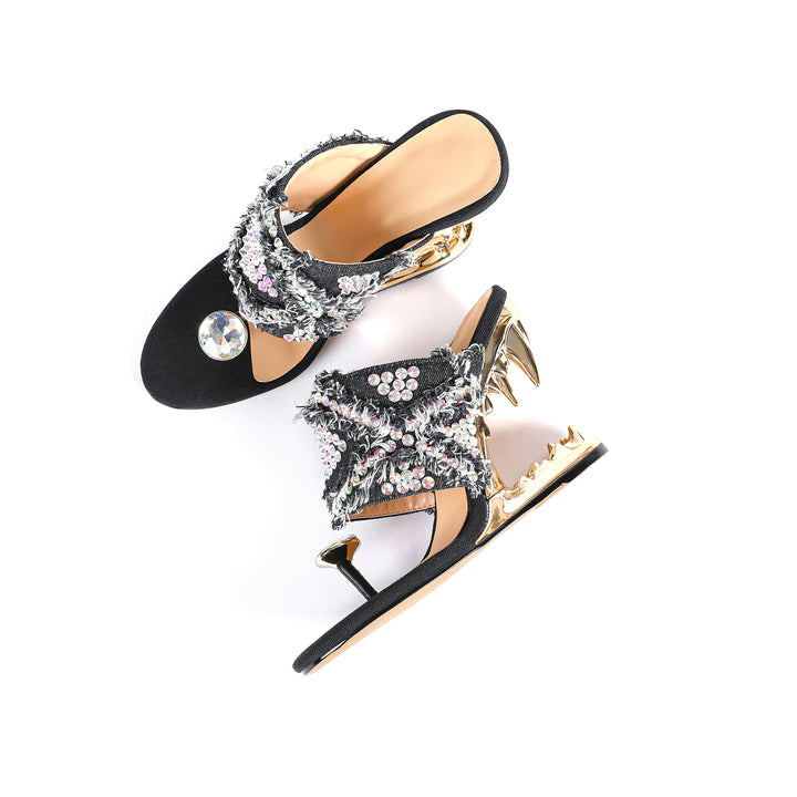 Femme Riesenstein-besatte elegante Slide Sandaler  Stilla