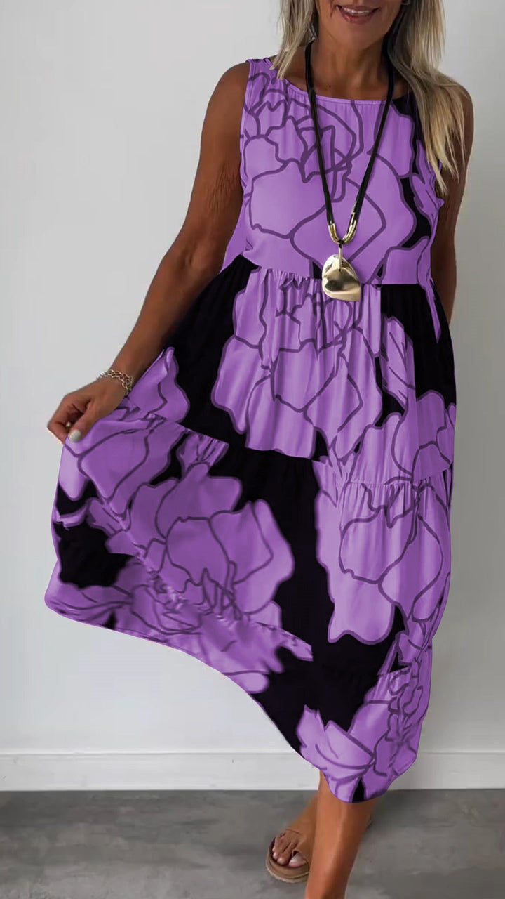 Dame Trendy Maxikjole med asymmetrisk snit og blomsterdesign Stilla