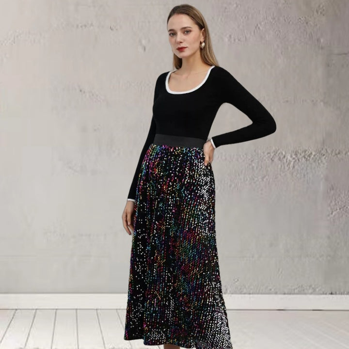 Dame Glimmer Maxi Kjole med stilfulde Pailletter og elegant Snit Stilla