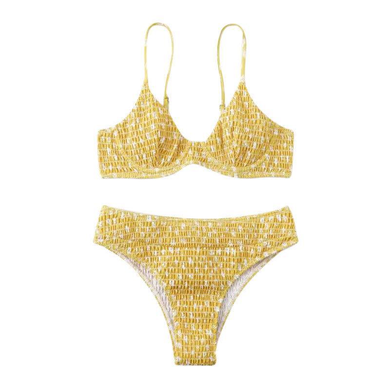 Dame Triangel-Bikini med elastisk rynkning og justerbare stropper Stilla