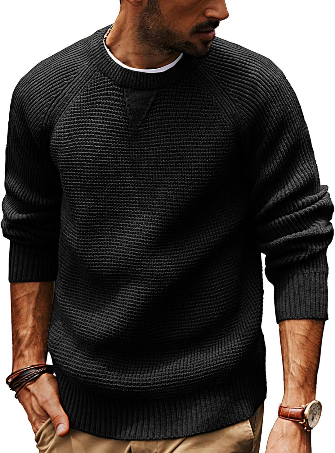 Herre strikkepullover med struktureret design Stilla