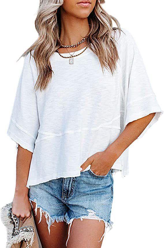 Dame afslappet oversized T-shirt med løs pasform og minimalistisk æstetik Stilla