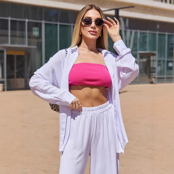 Dame Oversize Bluse med off-shoulder design og flydende snit Stilla