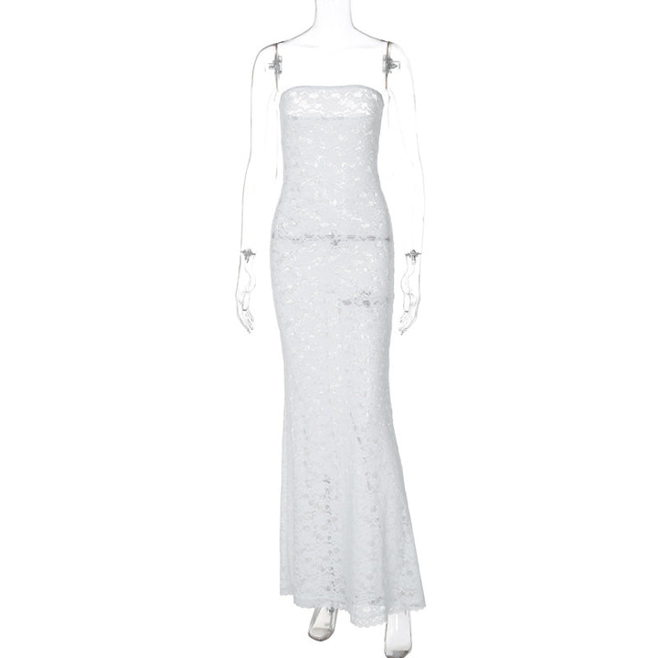 Kvinder Elegant Spids-Maxi-Kjole med figursyet pasform og skulderfri silhuet Stilla