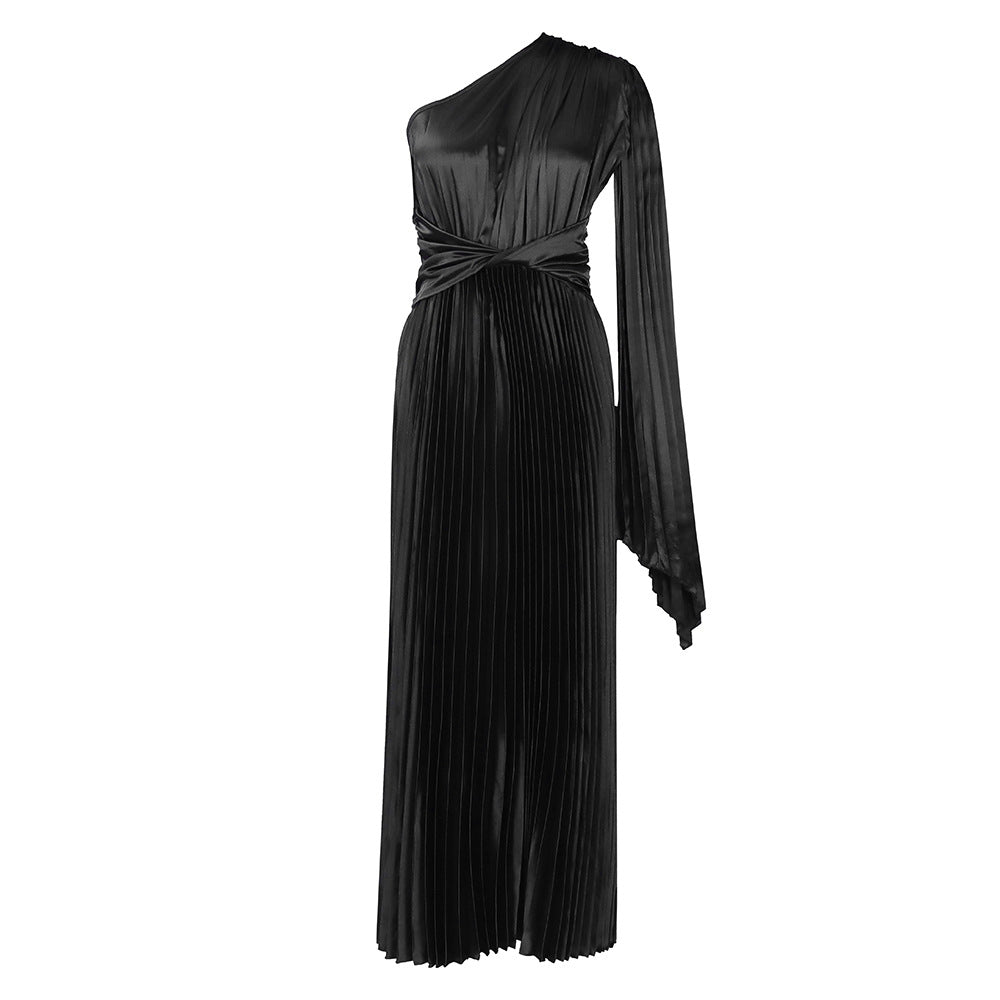 Dame Elegante Maxikjole med asymmetrisk design og plisserede detaljer Stilla