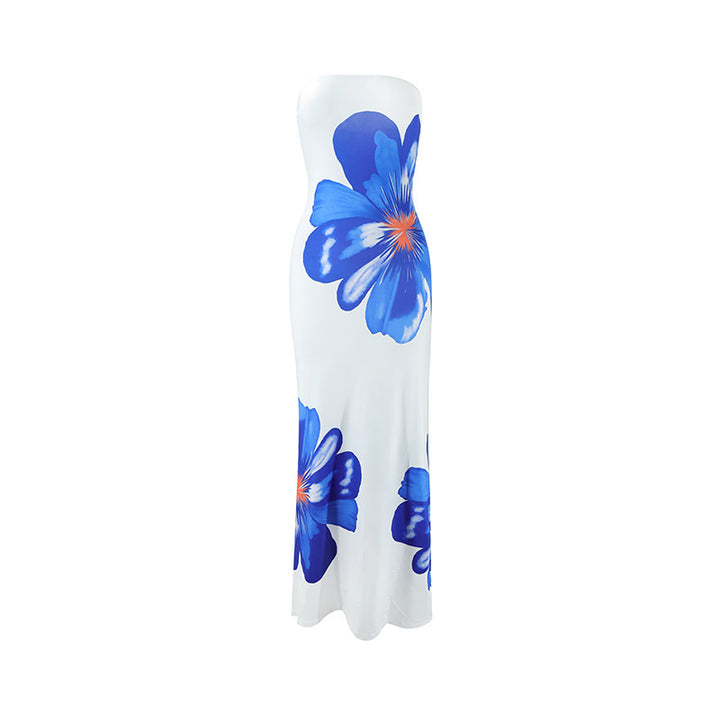 Dame maxikjole med blomster mønster Skovae