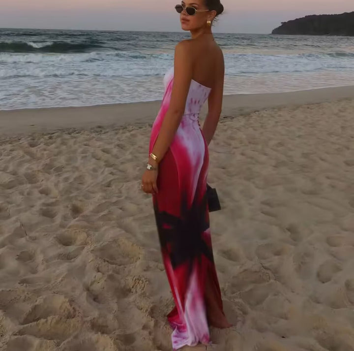 Femme Strapless Floral Maxi Kjole Stilla