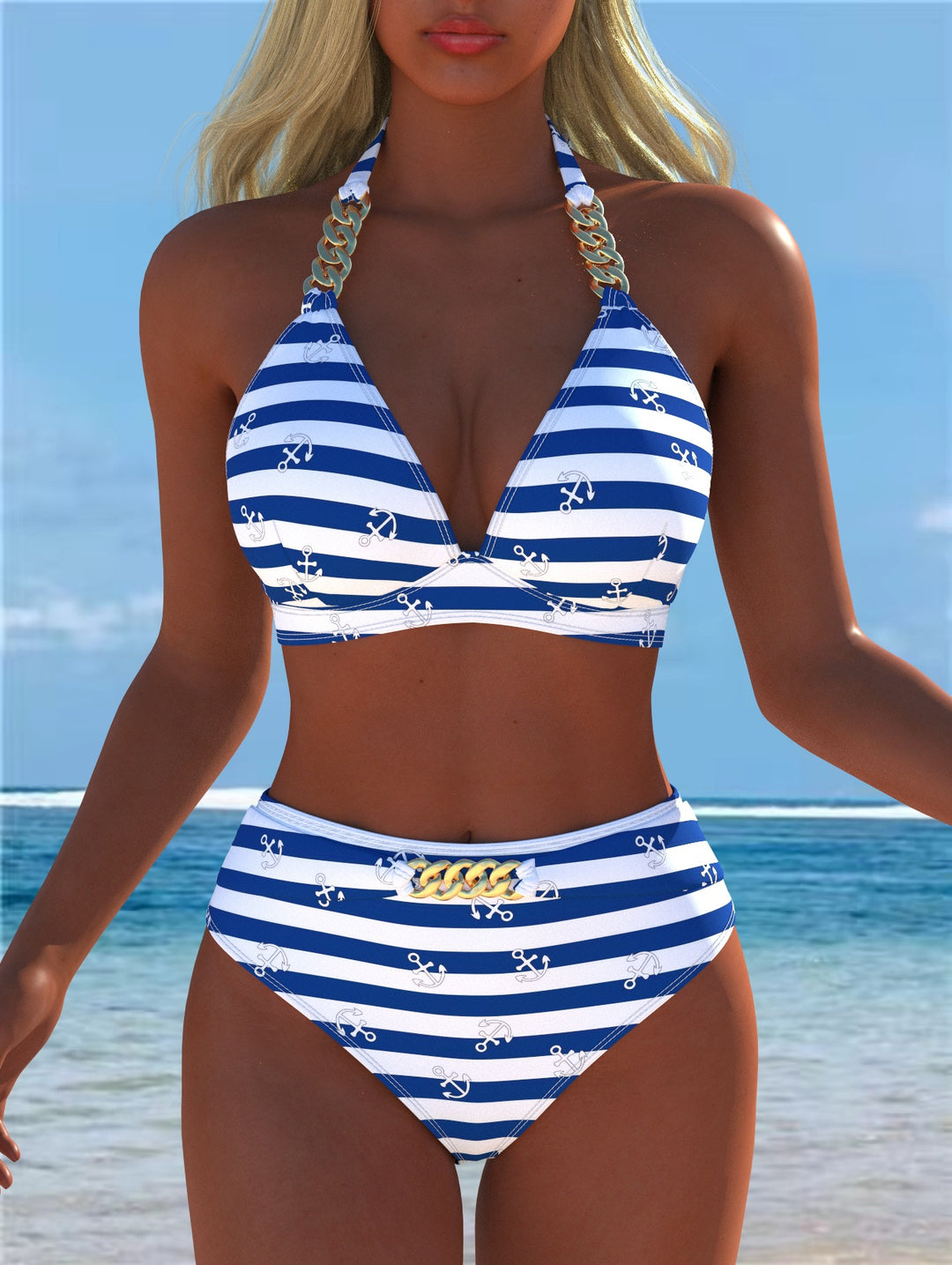 Dame Bikini med luksuriøst marmor mønster og fine detaljer Skovae