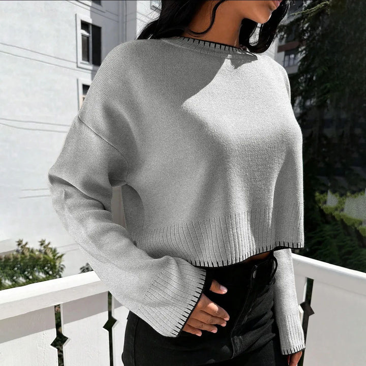 Femme Cropped Tekstureret Strik Sweater Stilla