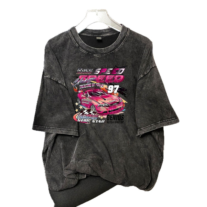 Dame Oversized T-Shirt med kvalitetsgrafikdesign og motiverende racerløbstryk Stilla