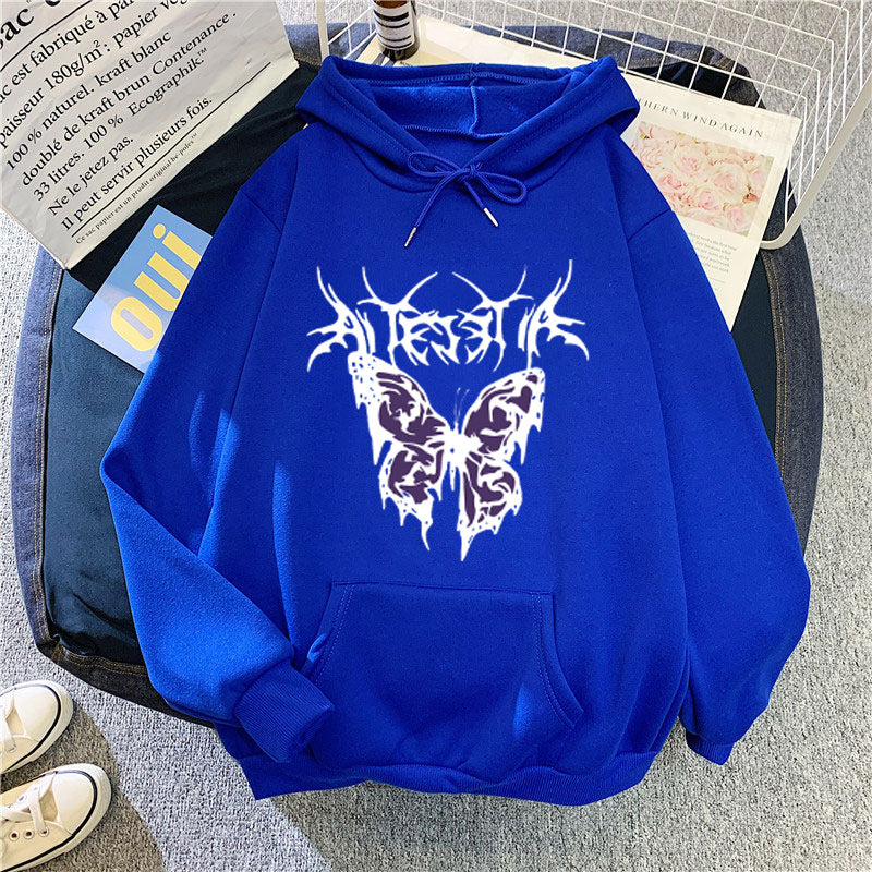 Kvinder's Hoodie med Kunstnerisk Sommerfugl Design Skovae