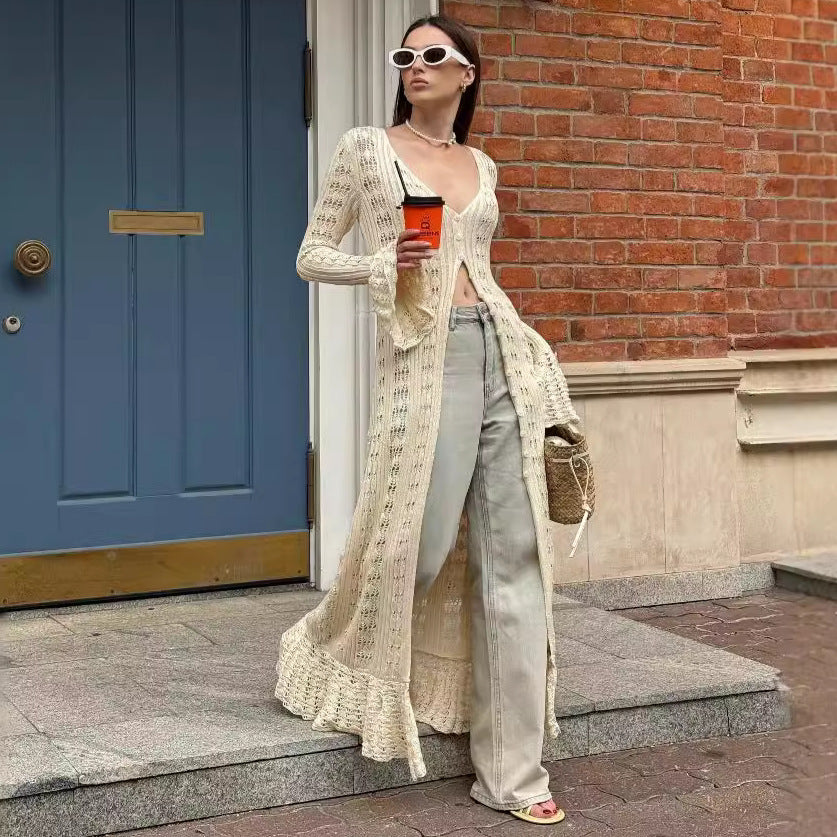 Femme Åben-Strik Duster Cardigan Stilla