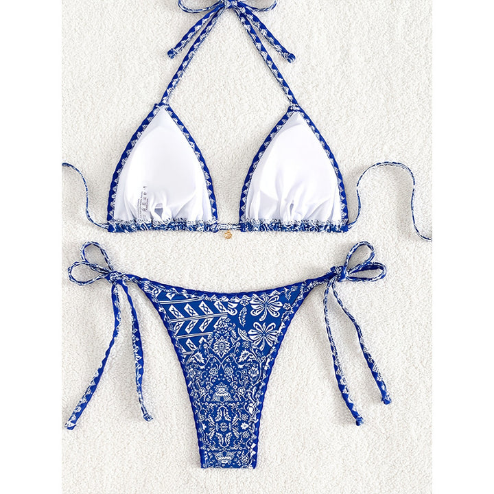 Dame bikini-sæt med elegante bånd og trendy mønster Stilla