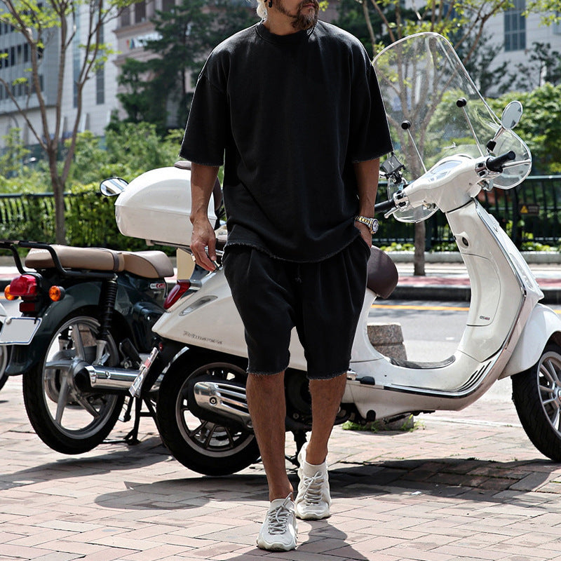 Herrer afslappet overdel og shorts sæt med oversized pasform Stilla