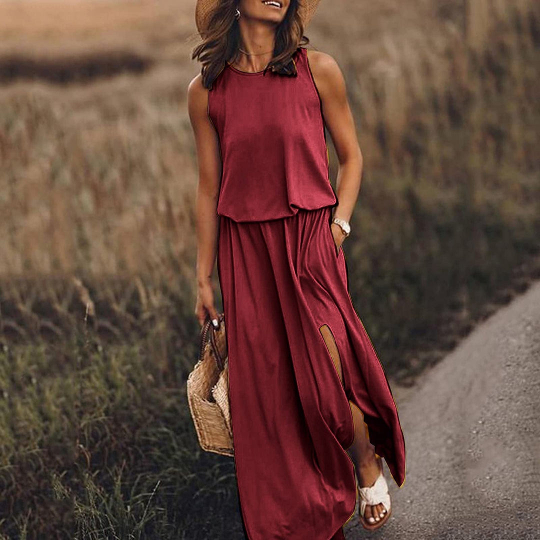 Stilla | Elegant Split Multi-Color Lang Nederdel Kjole
