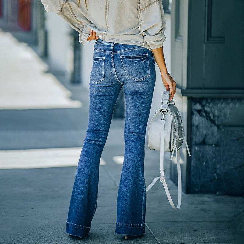 Dame højtaljede flared jeans med afslappede detaljer Stilla