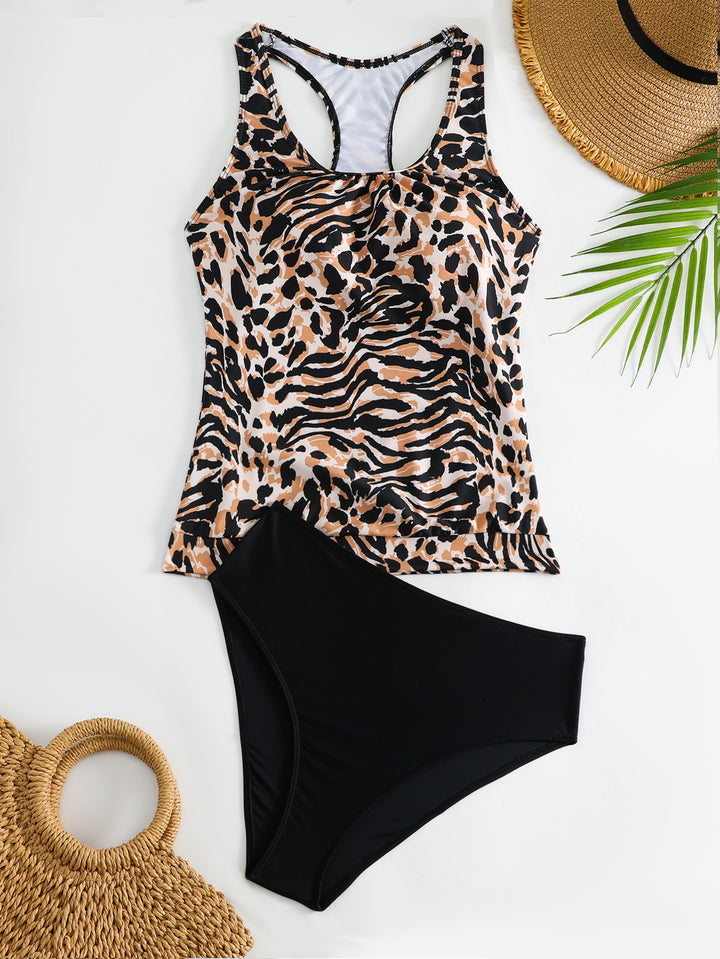 Femme Stylish Højhalset Tankini Badetøj Sæt Stilla