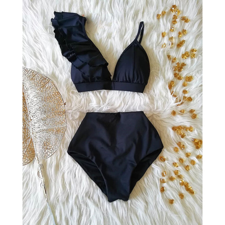 Dame bikini-sæt med asymmetrisk top og høj talje Stilla