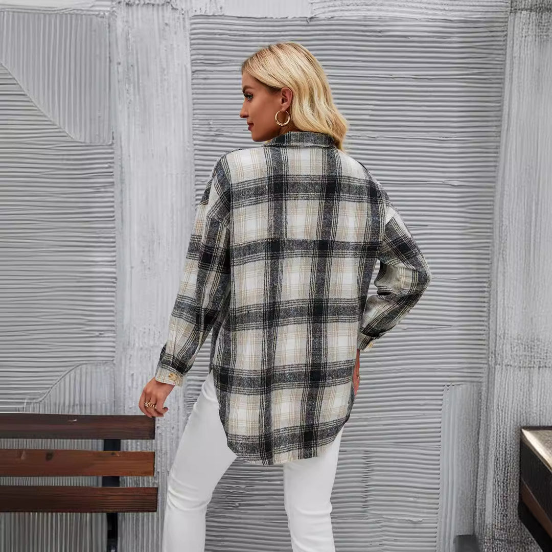 Damer Ruted Overshirt-Jakke i blødt Flannel Stilla