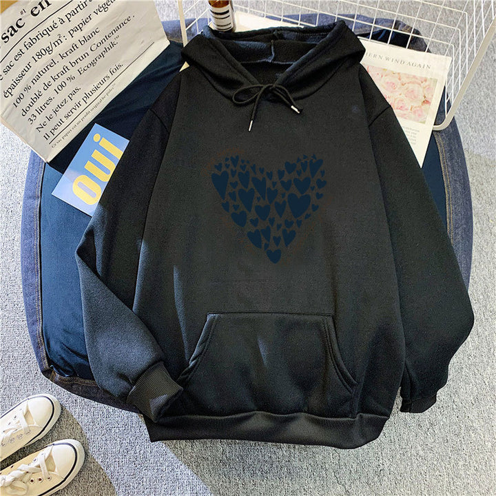 Kvinders hoodie med kreativ hjerte design Skovae