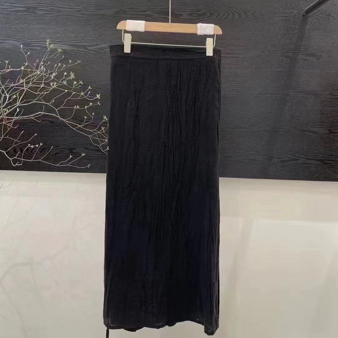 Femme Faltenmaxi-nederdel med struktureret finish Stilla