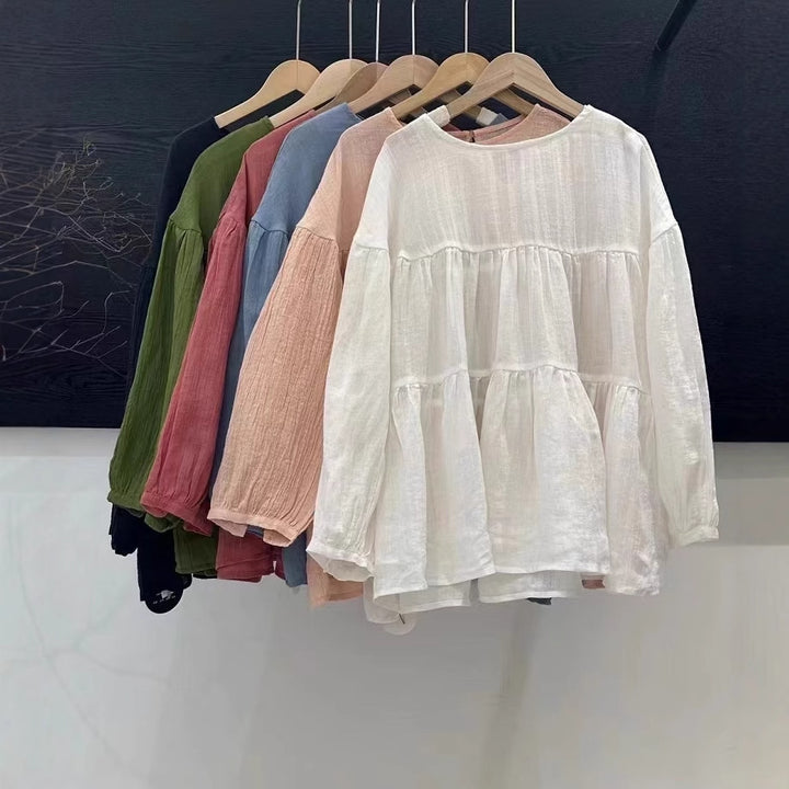 Femme Relaxed Fit Peplum-top med lange ærmer Stilla