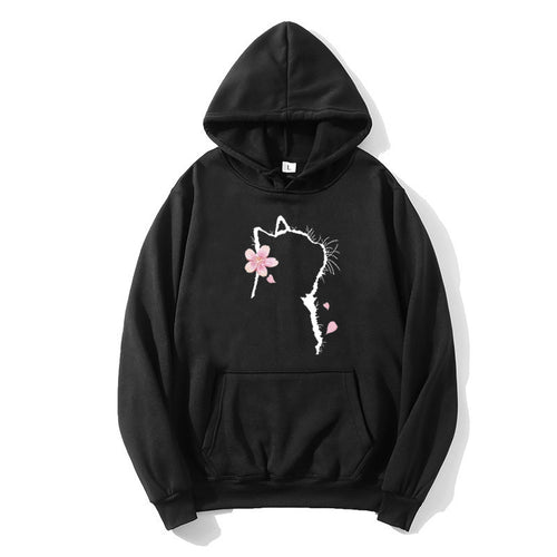 Kvinders hoodie med blomsterkat design Skovae